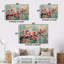 Ensemble de salon art mural cerisier rose et vert-107189355-107189354