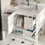 Ensemble de meuble-lavabo moderne 37 po avec plateau en marbre artificiel Carrara, armoire de salle de bain multifonctionnelle avec portes et tiroir, cadre solide et panneau de fibres à densité moyenne (trou de robinet simple)