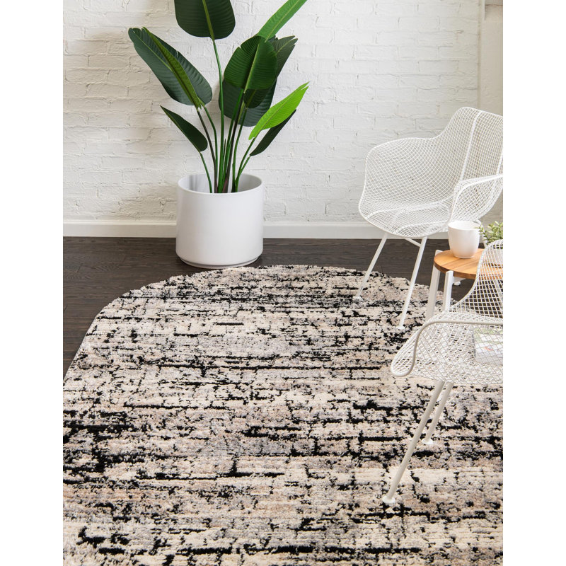 Tapis gris à motif abstrait Tucson, Ovale 4 pi x 6 pi