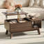 Table basse à plateau relevable Donati avec compartiment caché et tablette ouverte-1642206018
