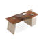 Bureau rectangulaire à 3 tiroirs en bois manufacturé brun noyer + cristal crème-690305336-690305338
