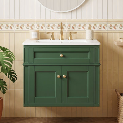 Meuble-lavabo mural avec lavabo en céramique