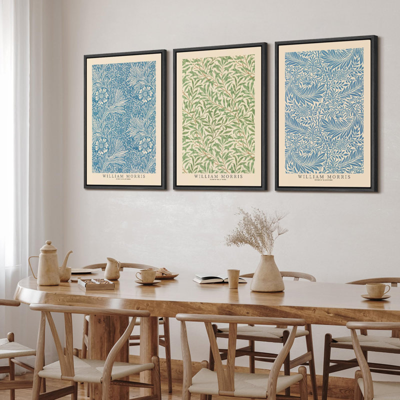 "Motif botanique et mouvement artisanal", Noir, noir, noir, noir, H 36 po x l 24 po x P 1,5 po
