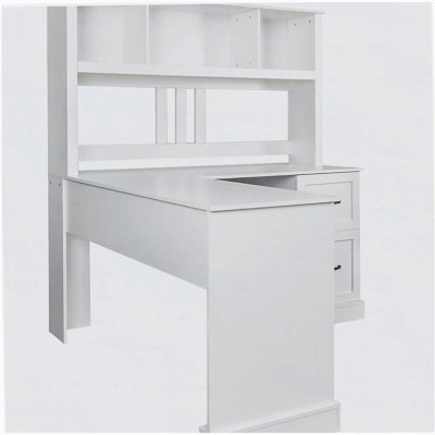 Bureau d'ordinateur à domicile avec huche, finition blanc antique