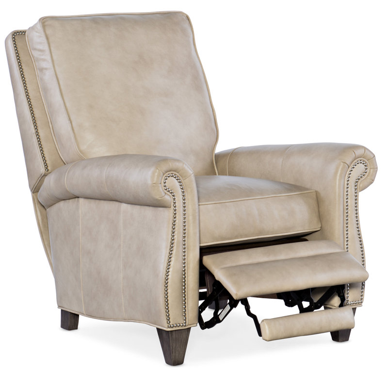 Fauteuil inclinable standard en cuir véritable de 34 po Reddish, Pavées, Cuir véritable Outsider Raven, Naturel français