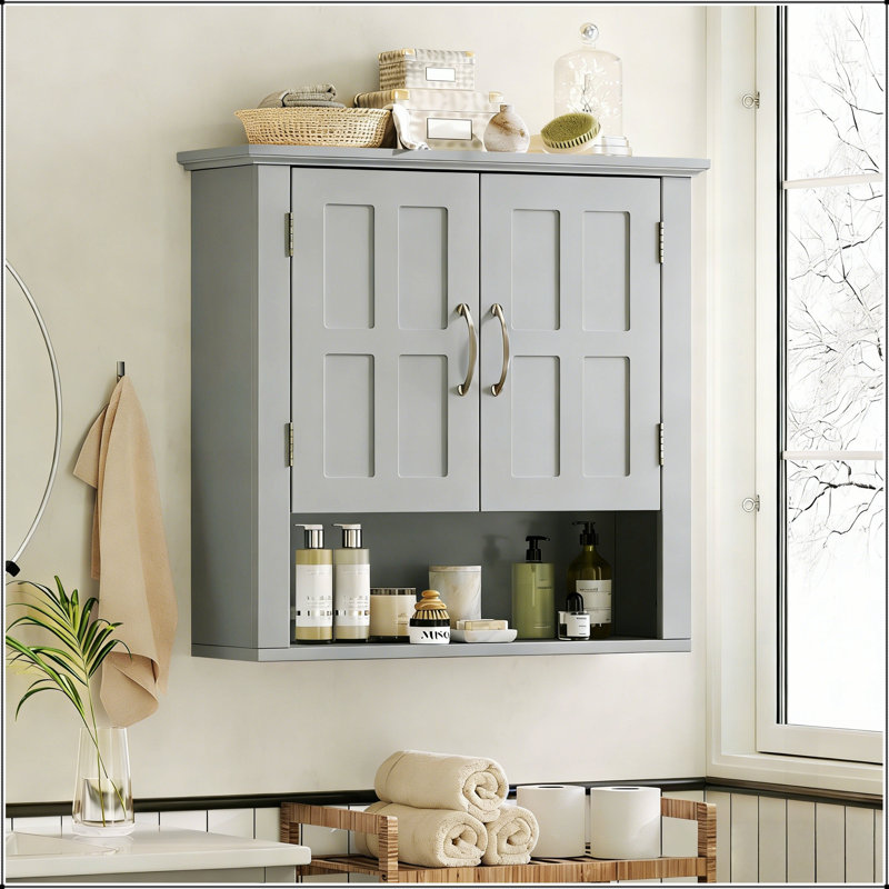 Armoire de rangement murale pour salle de bain, multifonctionnelle murale avec tablettes réglables, idéale pour la lessive, la cuisine et le salon