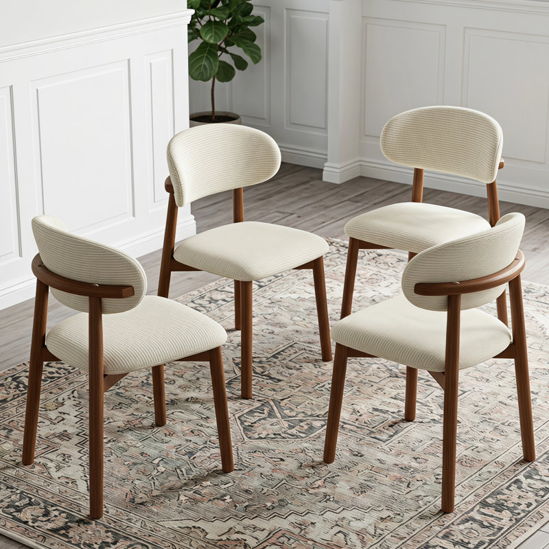 Chaise de salle à manger d'appoint en bois massif rembourrée