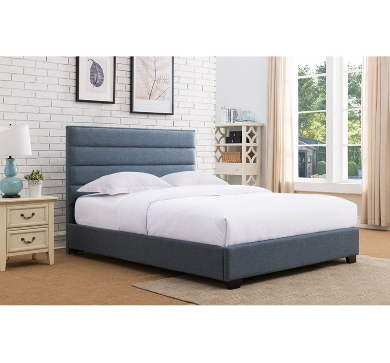 Tête de lit tapissier Penwell, Bleu, Double / Grand