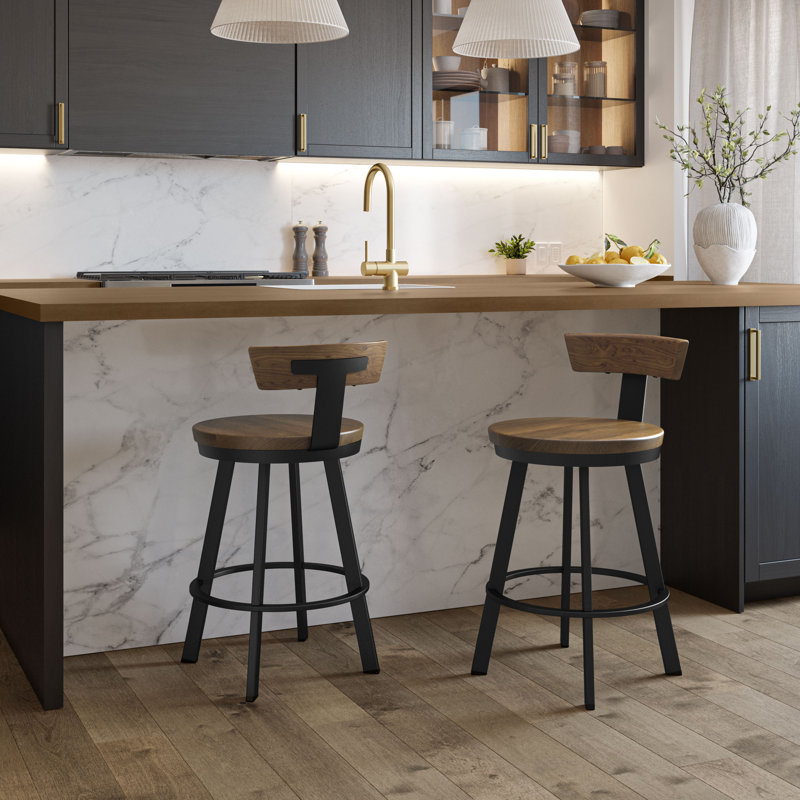  Astrid Swivel Counter Stool With Wood, Light Brown