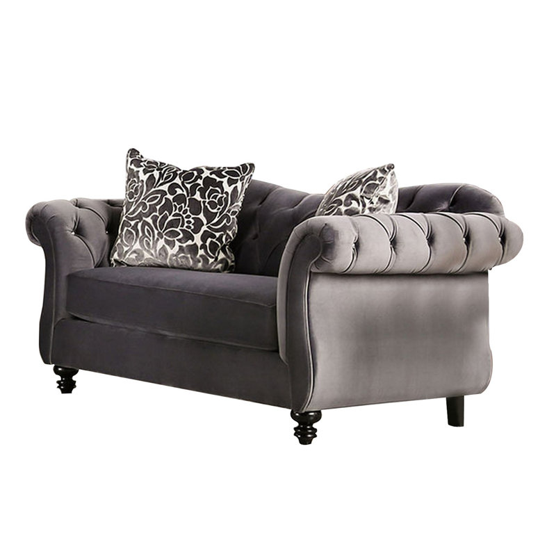 Causeuse rembourrée 68 po Flyte, Velours gris velours