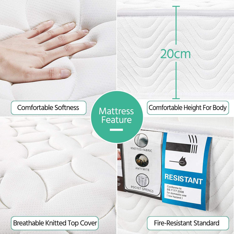 Bunk Bed Mattress, Orthopaedic 20cm Thick, Single (3')