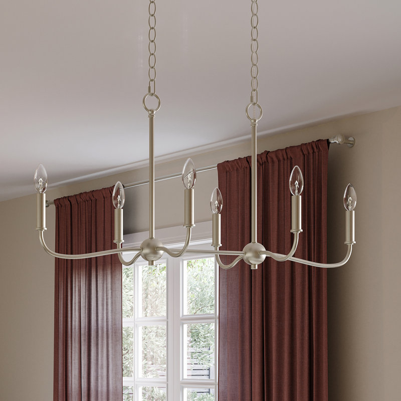 Lustre îlot 6 lumières Ilia, Nickel brossé