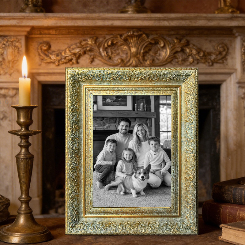 Cadre de table de table antique en or antique 1PC pour photos 8 po x 10 po et mémoire de voyage, Antique Gold, 1
