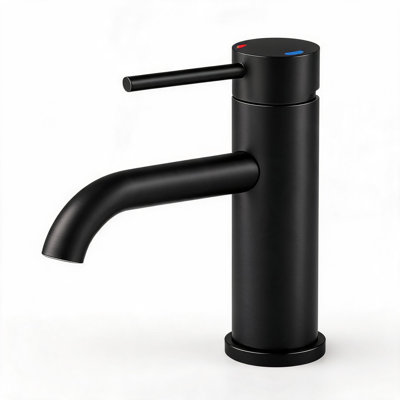 Robinet de lavabo de salle de bain à un trou en acier inoxydable nickel brossé avec poignée levier simple