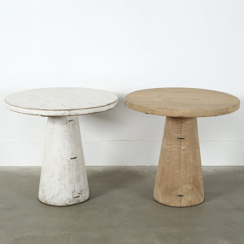 Solid Wood End Table, Off White