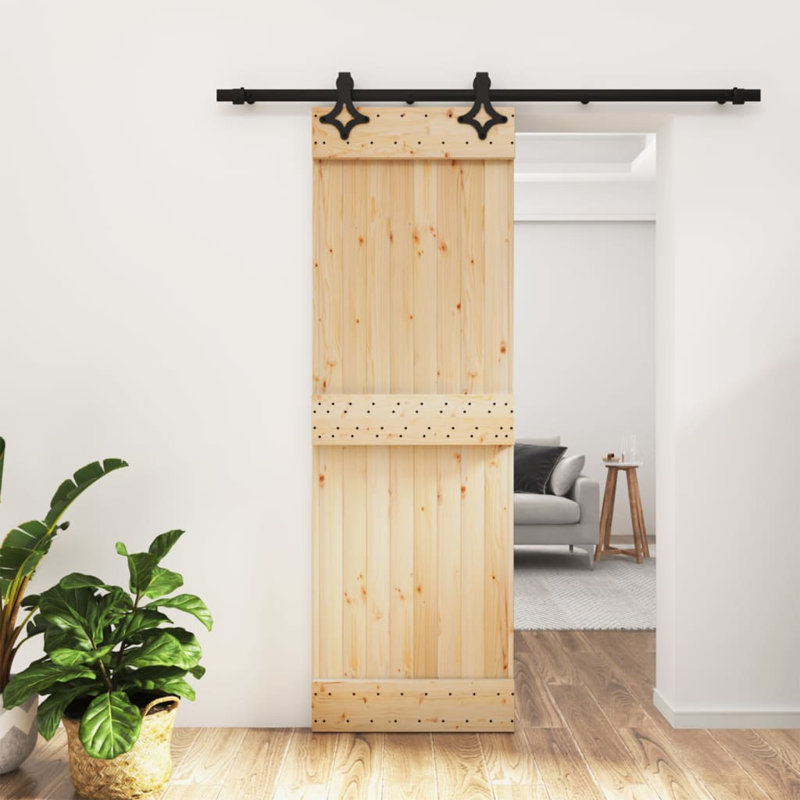 Porte coulissante avec quincaillerie Vidaxl, 27,6 po x 82,7 po, Noir/naturel
