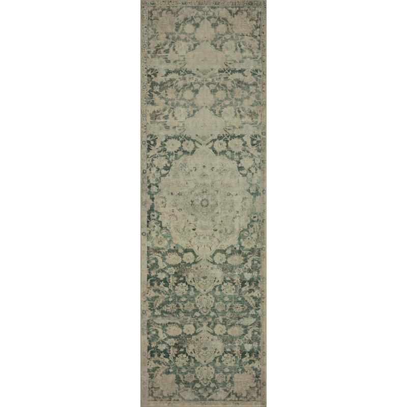 Magnolia Home By Joanna Gaines X Loloi Sinclair Machine Washable Jade / Sand Area Rug, Runner 2'3" x 9'6"