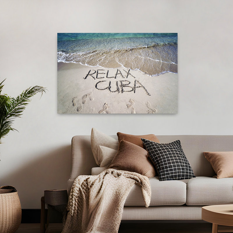 Relax, Cuba, Varadero, art abstrait de paysage de plage à Cuba, H 32 po x l 48 po