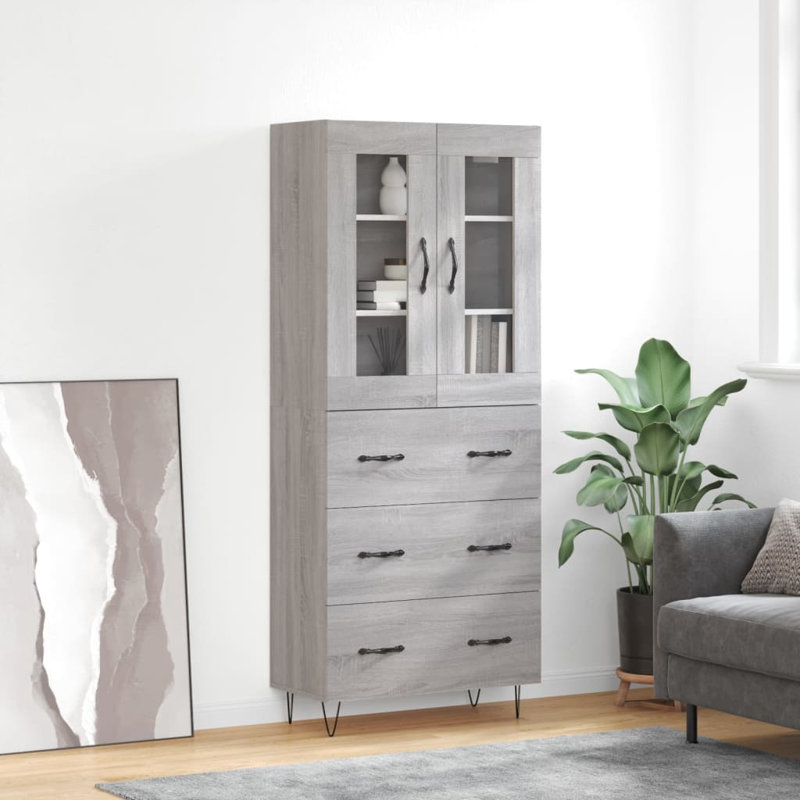 Tetteh 2 Door Manufactured Wood Wardrobe, Grey Sonoma