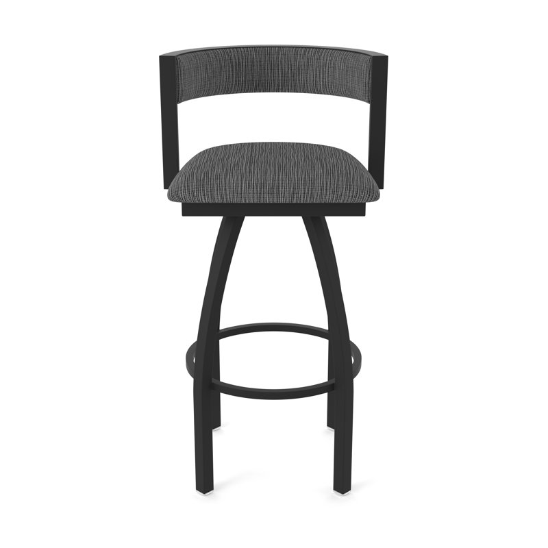 Tabouret Artémis, Noir froissé, Tabouret de bar (siège d'une hauteur de 30 po), Tissu - charbon graphique