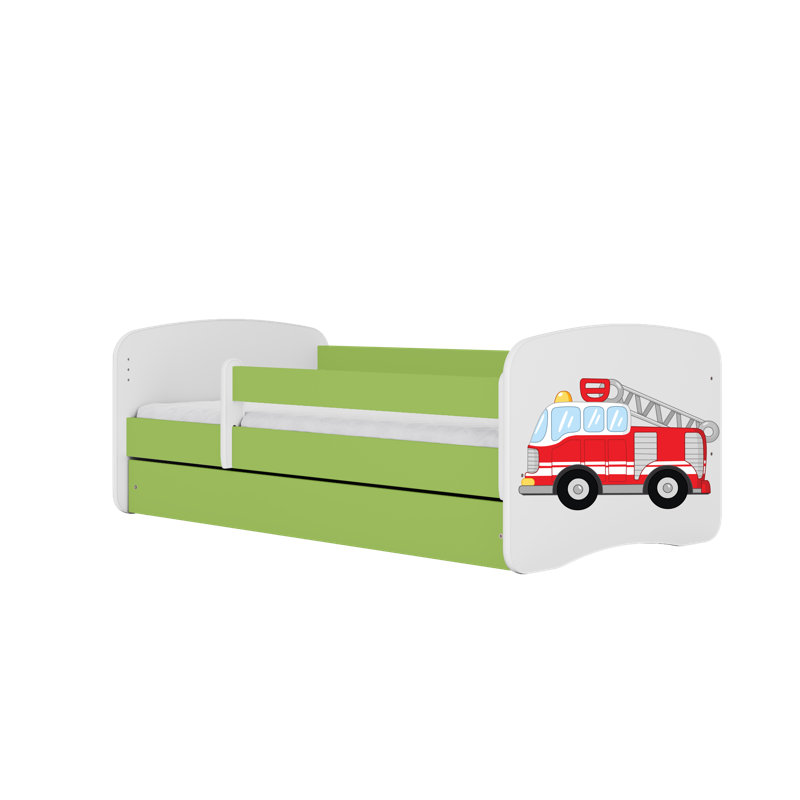 Cicero Drawer Convertible Bed and Mattress, Green/White, European Toddler (80 x 160 cm)