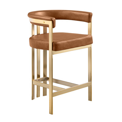 Leathaire Barstool With Matte Chrome Frame