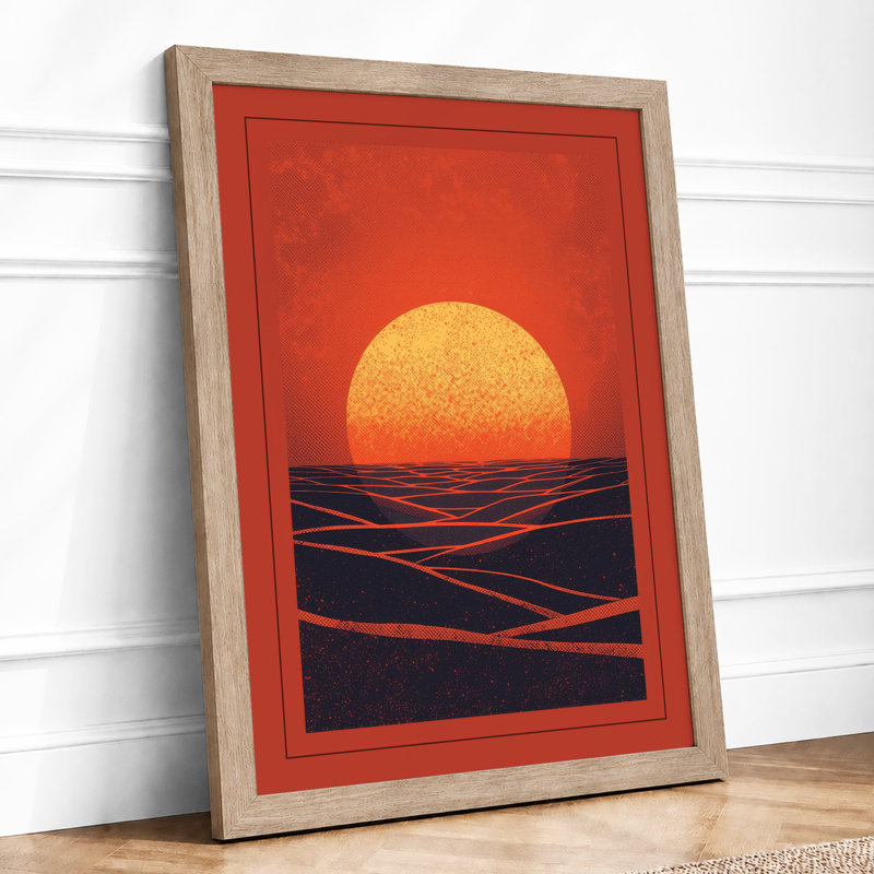 Sun Over Turbulent Sea Coastal - Print, A1 - 84.1 x 59.4 cm, Oak
