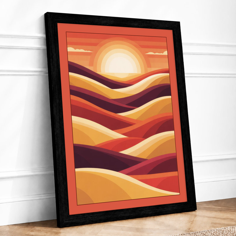 Undulating Sunset Minimalist - Print, Black, A3 - 42.0 x 29.7 cm