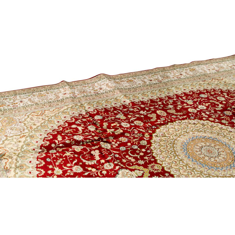 Tapis oriental rouge / beige noué à la main