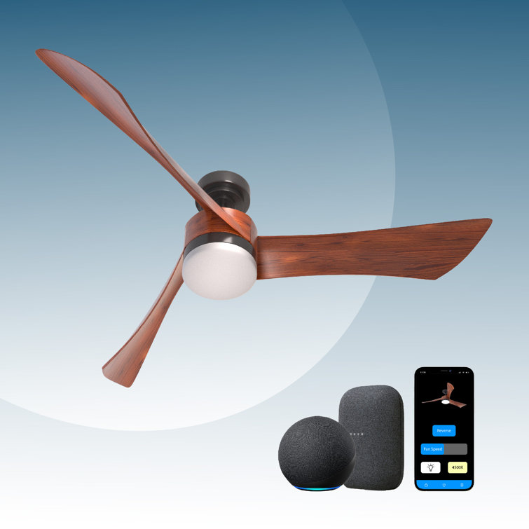 ONE Smart Modern All Season 54" Ceiling Fan with LED Light, Remote, Reversible and Compatible with Alexa/Google 6 Speeds and Light Kit included
