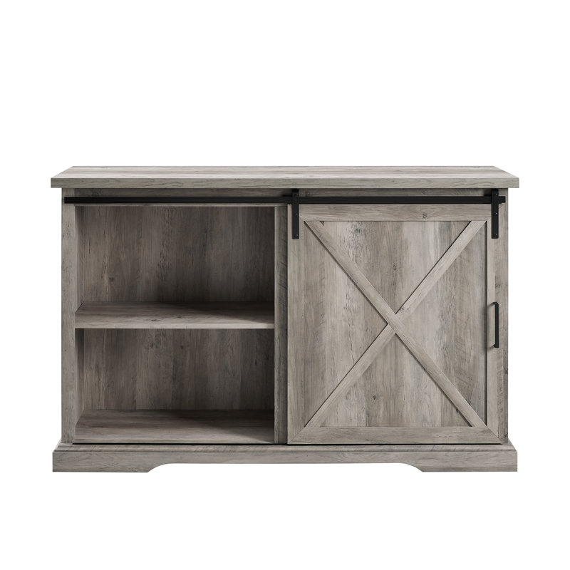 Analaura 56" Wide Sliding Door Sideboard with 3 Drawers, Gray Wash