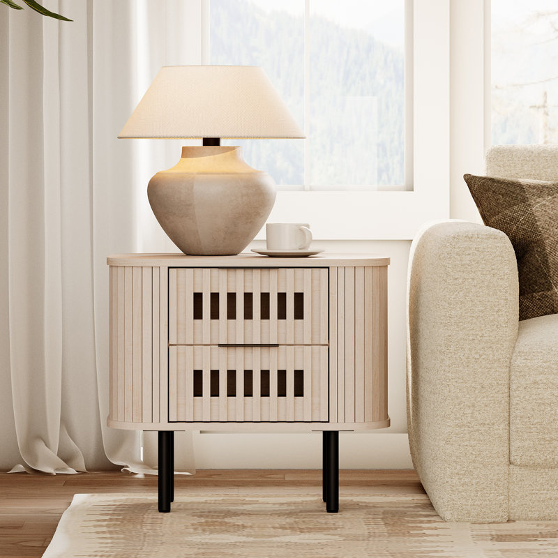 Mid-Century Modern 22.5 '' Fluted Nightstand, Natural