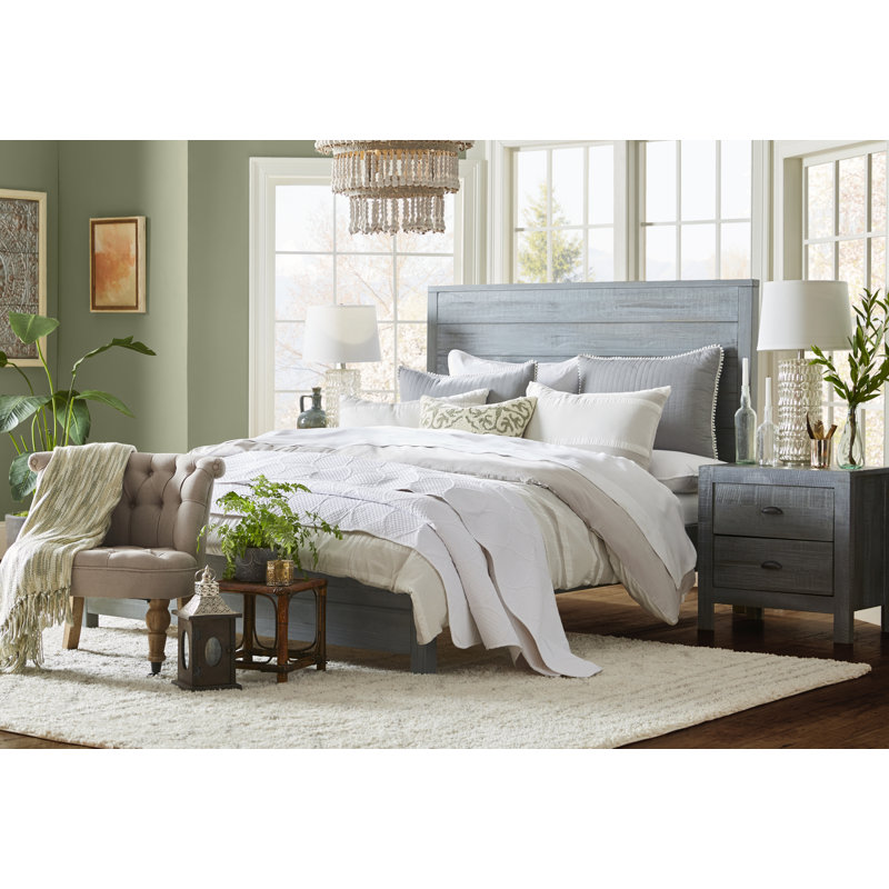 Montauk Bedroom Set, Rustic Gray, King, 2 Pcs: Bed, Nightstand