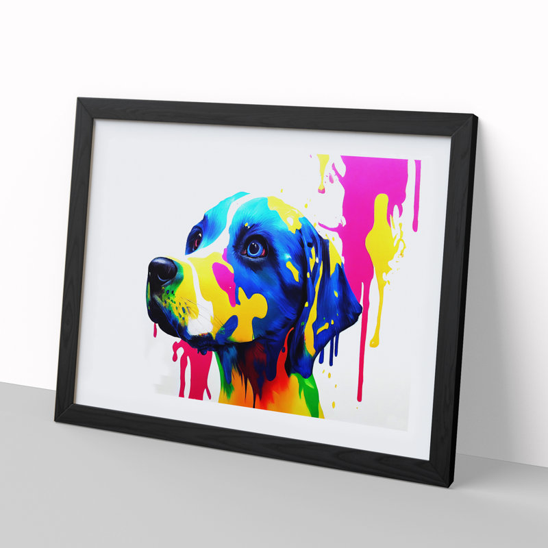 Dog Splash Vol.6 Abstract - Single Picture Frame Painting, 25cm H x 34cm W x 2cm D, Black
