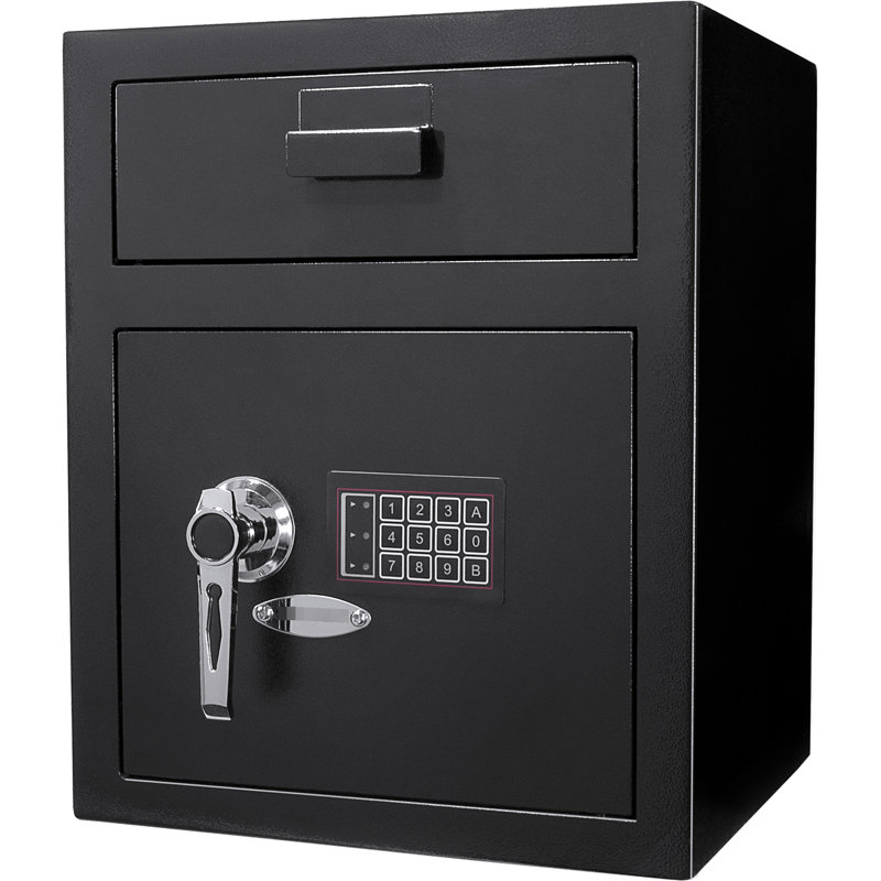 Coffre-fort numérique de 1,1 pi³ pour le rangement de vos espèces, en acier, sécurisé pour votre argent, 2 options de NIP, protection contre le vol de vos objets de valeur.