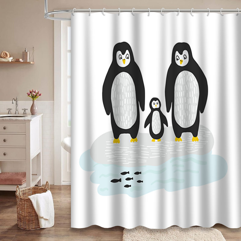 Rideau de douche hiver à motif de glace avec 12 crochets, L 72 po x l 78 po