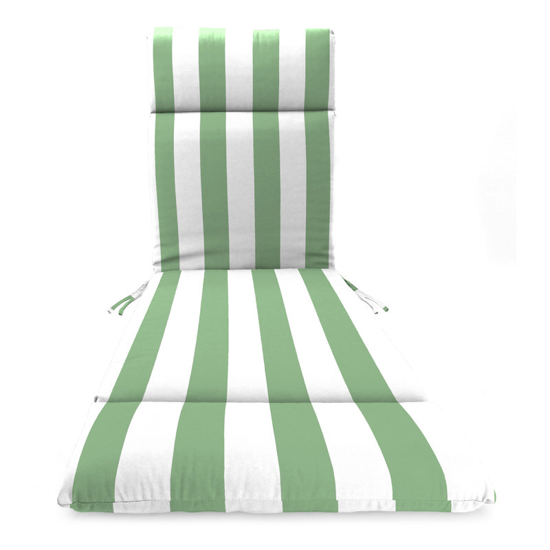 76" x 22" Outdoor Chaise Lounge Cushion with Ties, Green