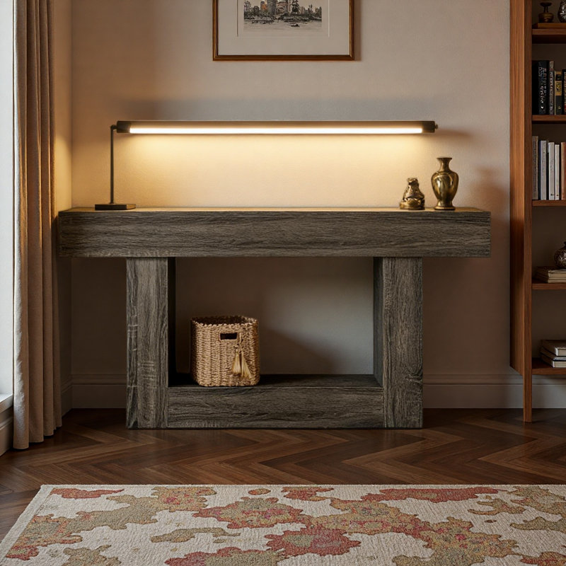 2-Tier Side Table,Entryway Table,Console Table, Light Brown