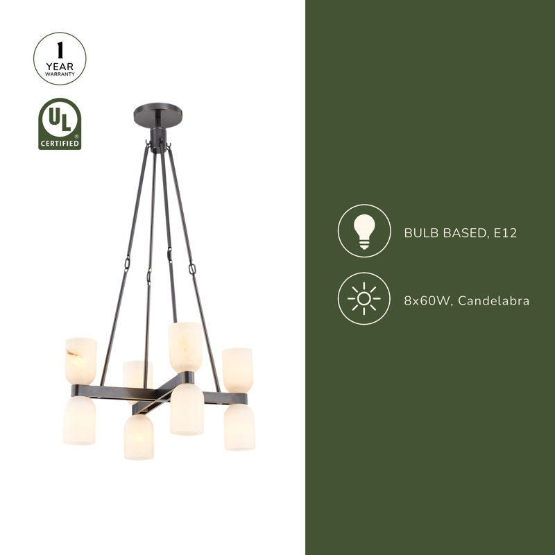 Lucian 8 - Light Chandelier, Vintage Brass/Clear Crystal