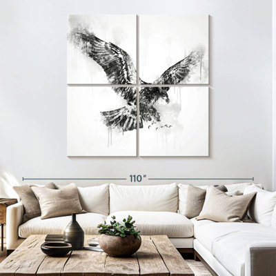 Brampt Eagle Flying Black And White