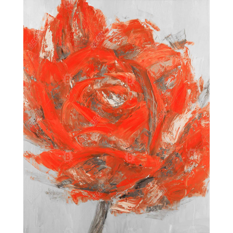 Abstract Red Flower Print On Canvas