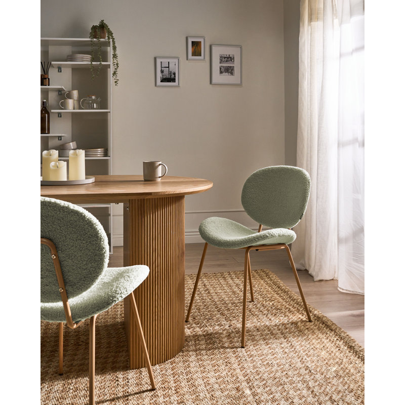 Luana 42cm H Polyester Upholstered Metal Upholstered Back Side Chair, Light Green