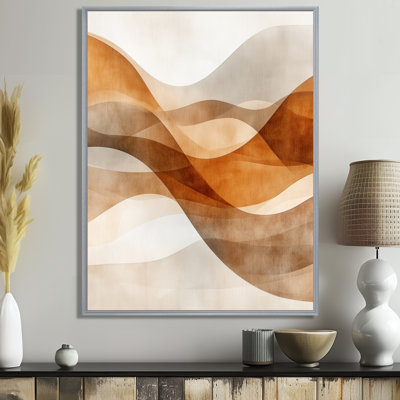 Brown Abstract Wall Art, Minimalist Curve Canvas, Kauhane