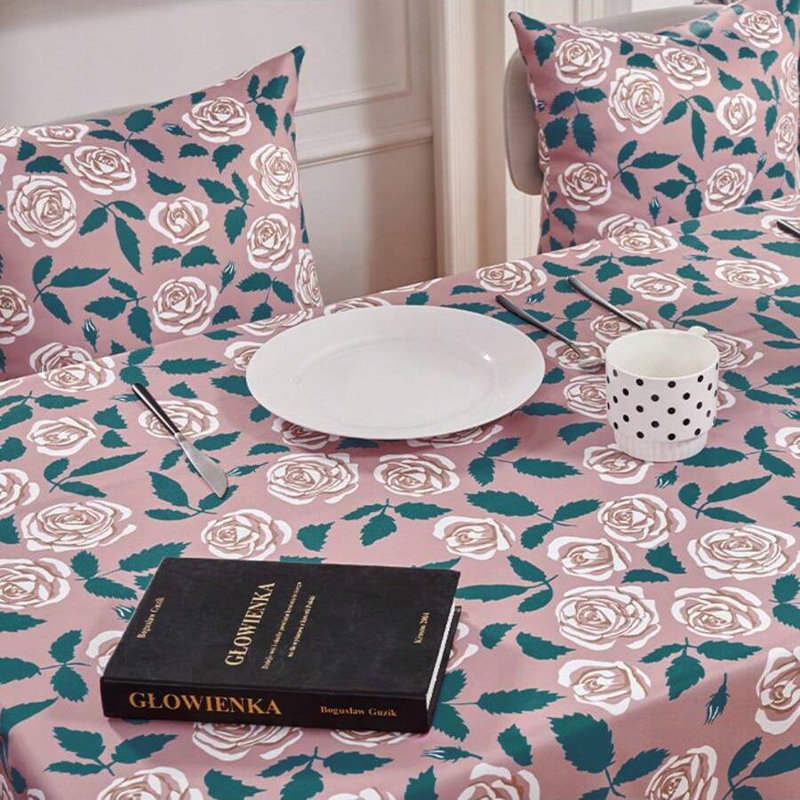 Rose Patterned Tablecloth, 1 PCS, Pink, 54" x 84"