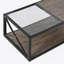 Table basse moderne pour chambre à coucher et salon, verre trempé et panneau de fibres à densité moyenne rustique, table basse de style industriel