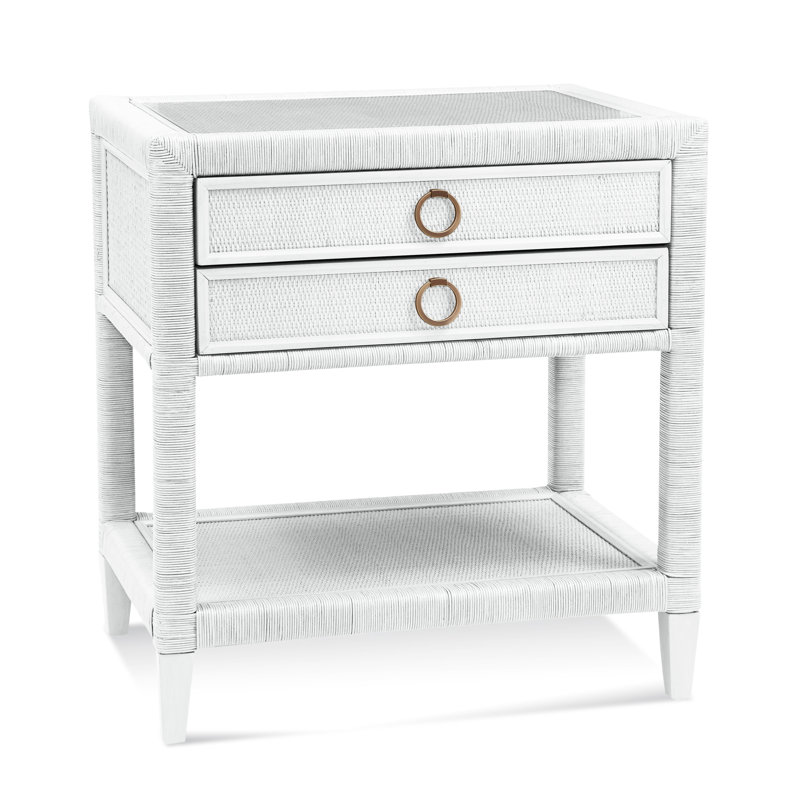 Warwick 2 - Drawer Nightstand, Frost White, Satin Brass
