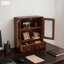Lot de 4 mini-armoires empilables brunes, de style vintage, en bois, idéales pour la cuisine, le garde-manger, la salle de bain ou le bureau.-131081404