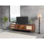 Meuble télé d'inspiration rotin avec lumières DEL, 3 armoires et 2 tiroirs, console multimédia durable et élégante pour la vie moderne