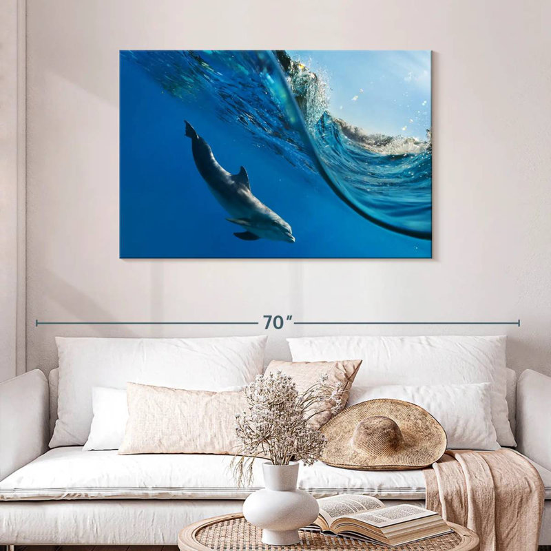 Dolphin Under The Wave, 30" H x 45" W