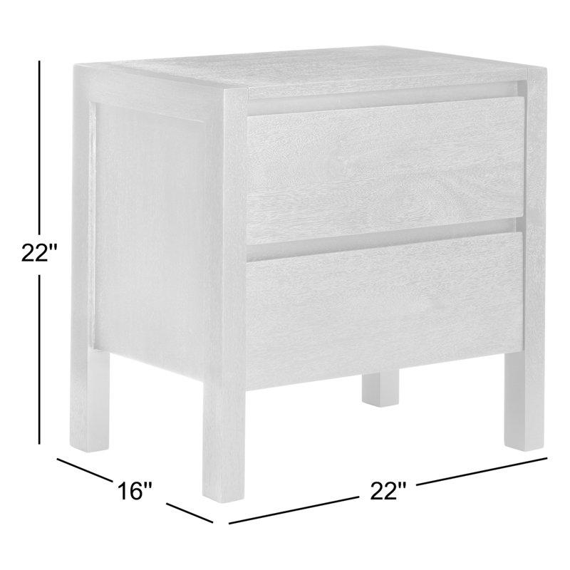 Varick 2 - Drawer Solid Wood Nightstand, Black